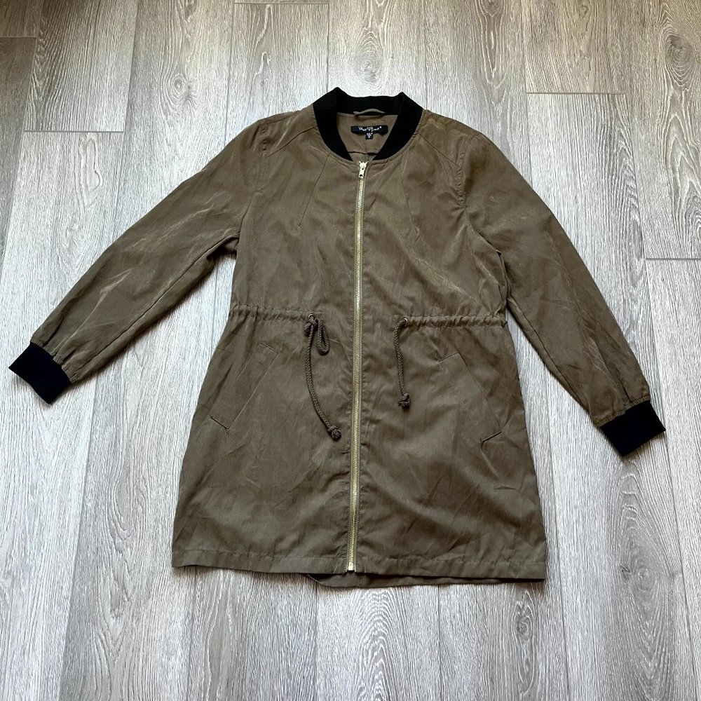 velvet heart long bomber Favorite Season Lightweight Jacket in Army Green